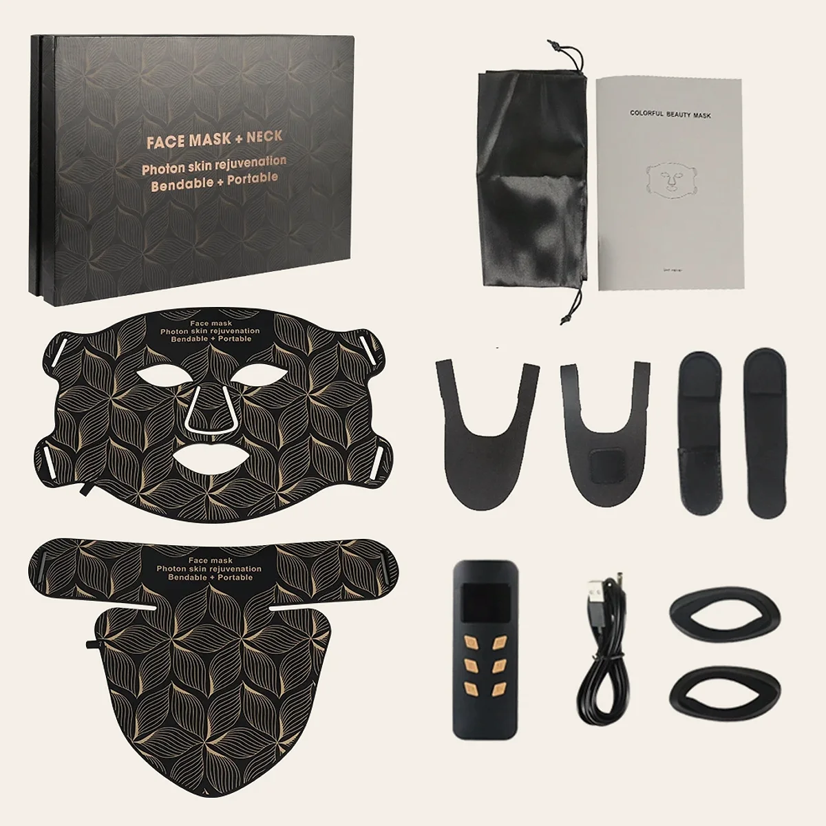 Masque LED visage et cou 8 couleurs